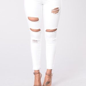 White Fashion Nova Jeans Distressed